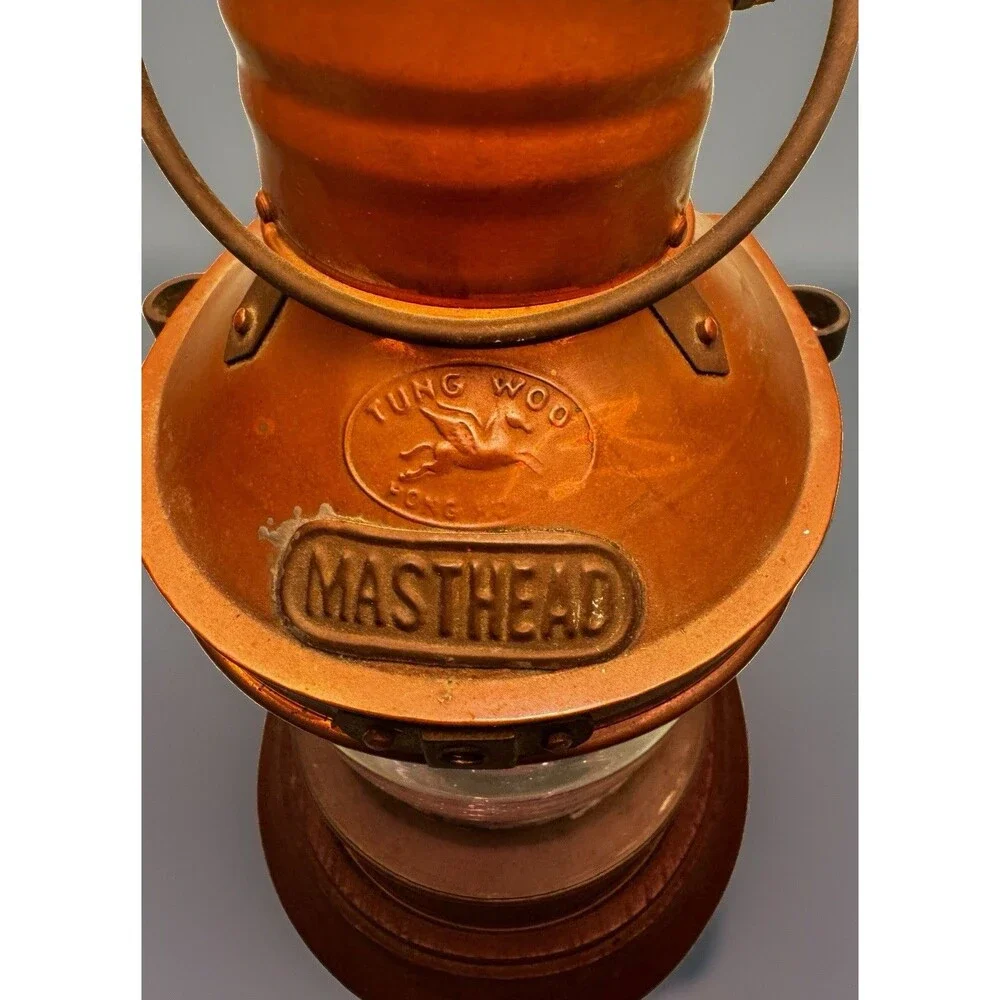 Vintage Tung Woo Hong Kong Copper /Brass Masthead Ship Lantern Table Lamp